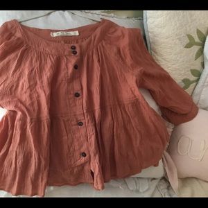 Free people pumpkin colored swing blouse